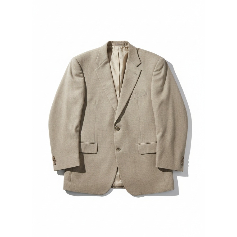 Brooks 346 Tan Wool Linen Blend 2-Button Sport Coat, Men's‎ 41R Beige Blazer